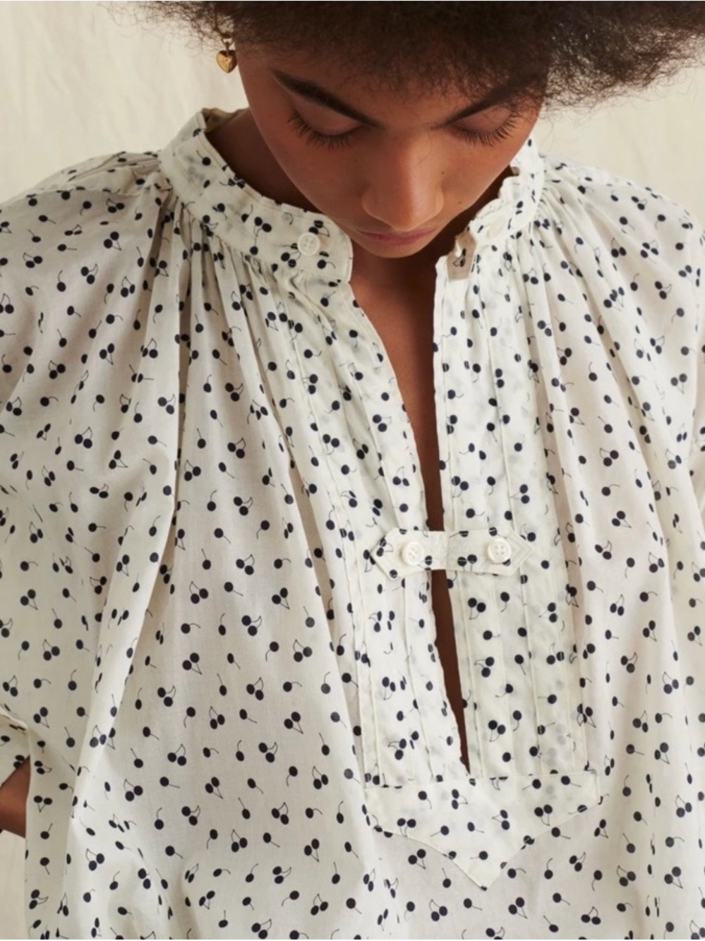 Alex Mill Women’s Cherry Print Cotton Blouse Top XS